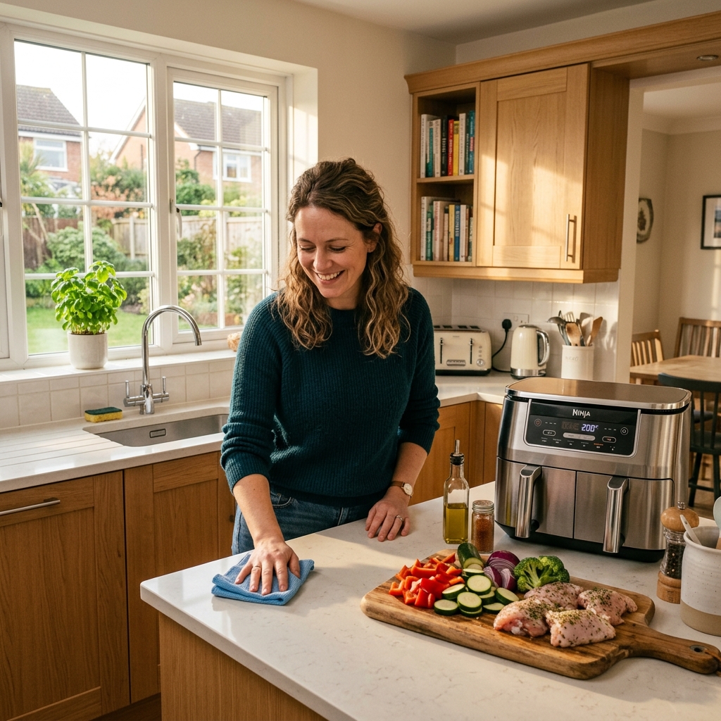 Sparkling clean air fryer inside view, UK cleaning guide 2026.
