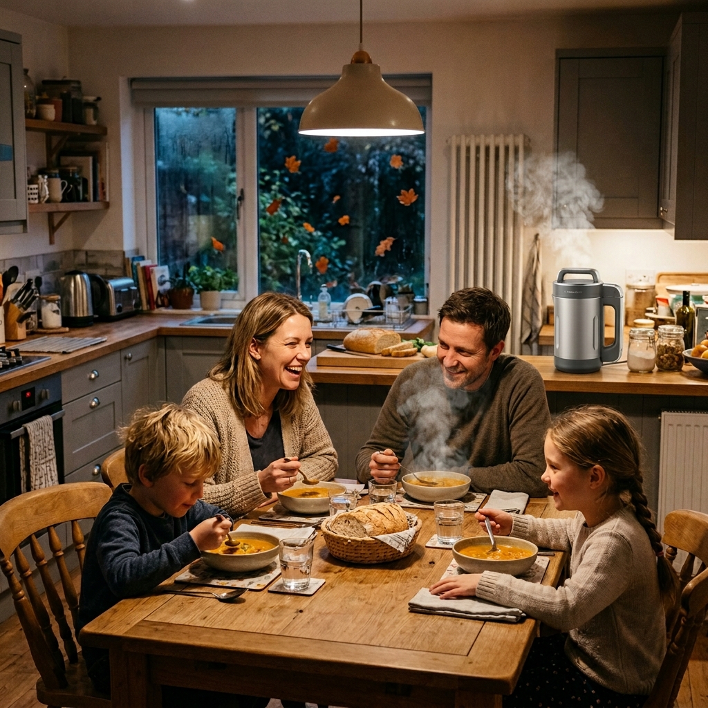 Best soup maker UK 2024 featured image - blending vegetables for healthy soup.